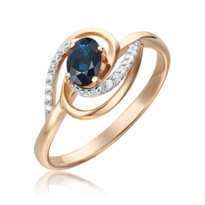 Кольцо из красного золота с сапфиром и бриллиантами 01-1490-00-105-1110-30
