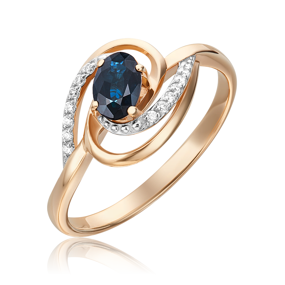 Кольцо из красного золота с сапфиром и бриллиантами 01-1490-00-105-1110-30