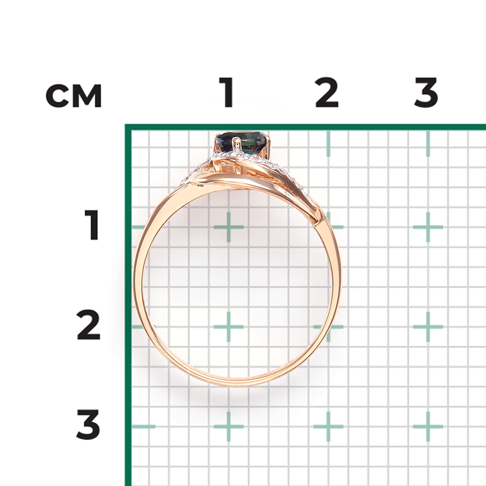 Кольцо из красного золота с сапфиром и бриллиантами 01-1490-00-105-1110-30