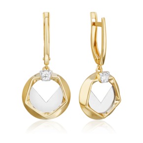 Серьги с английским замком из комбинированного золота с натуральным топазом white 02-5043-00-201-1121