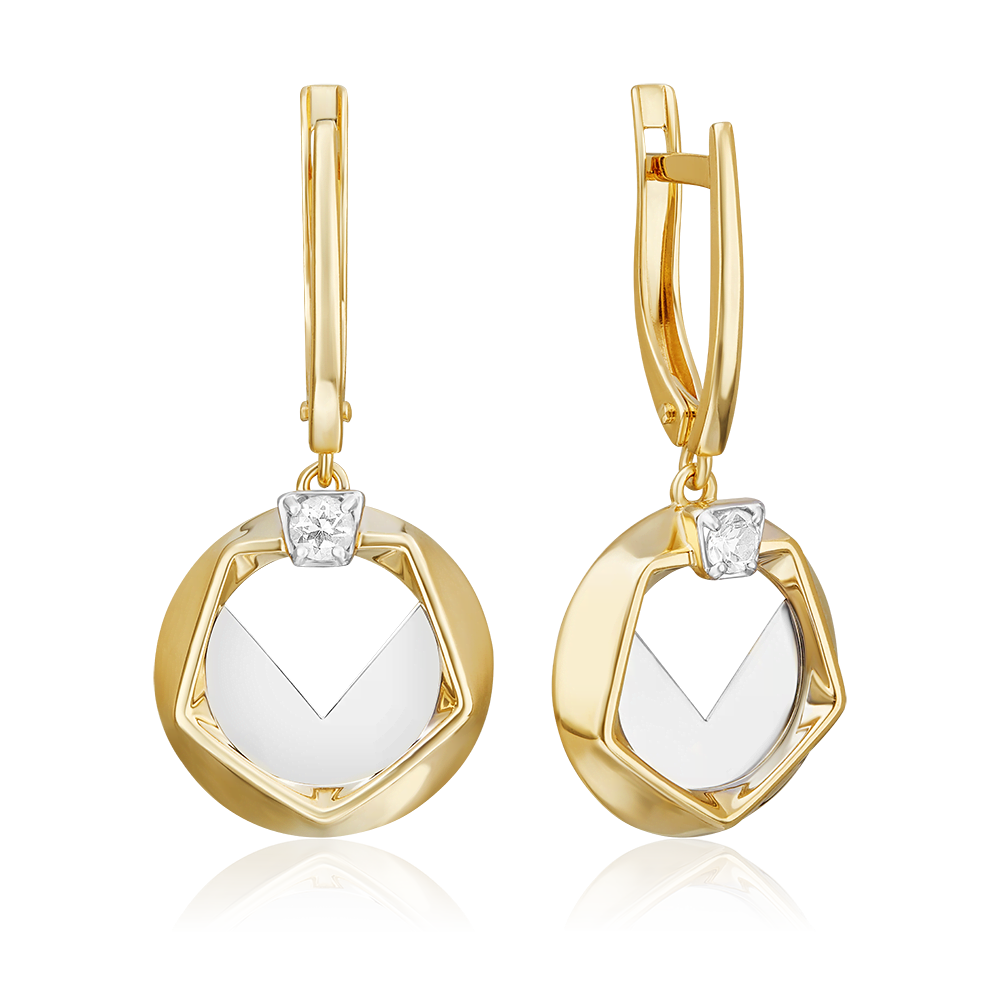 Серьги с английским замком из комбинированного золота с натуральным топазом white 02-5043-00-201-1121