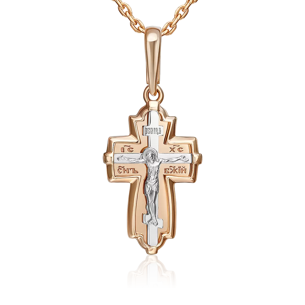 Православный крест из комбинированного золота 03-3565-00-000-1111