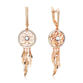 Серьги «Ловцы снов» с английским замком из комбинированного золота 02-5390-00-000-1111