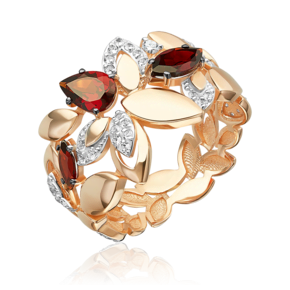 Кольцо «Осенний вальс» из красного золота с гранатами и натуральными топазами white 01-5928-00-264-1110