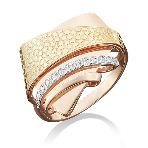 Кольцо из комбинированного золота с фианитами 01-5025-00-401-1113-59