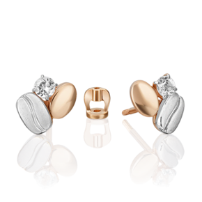 Серьги-пусеты из комбинированного золота с натуральным топазом white 02-4913-01-201-1111
