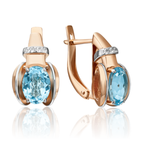Серьги с английским замком из красного золота с топазом и натуральными топазами white 02-4430-00-201-1110-57