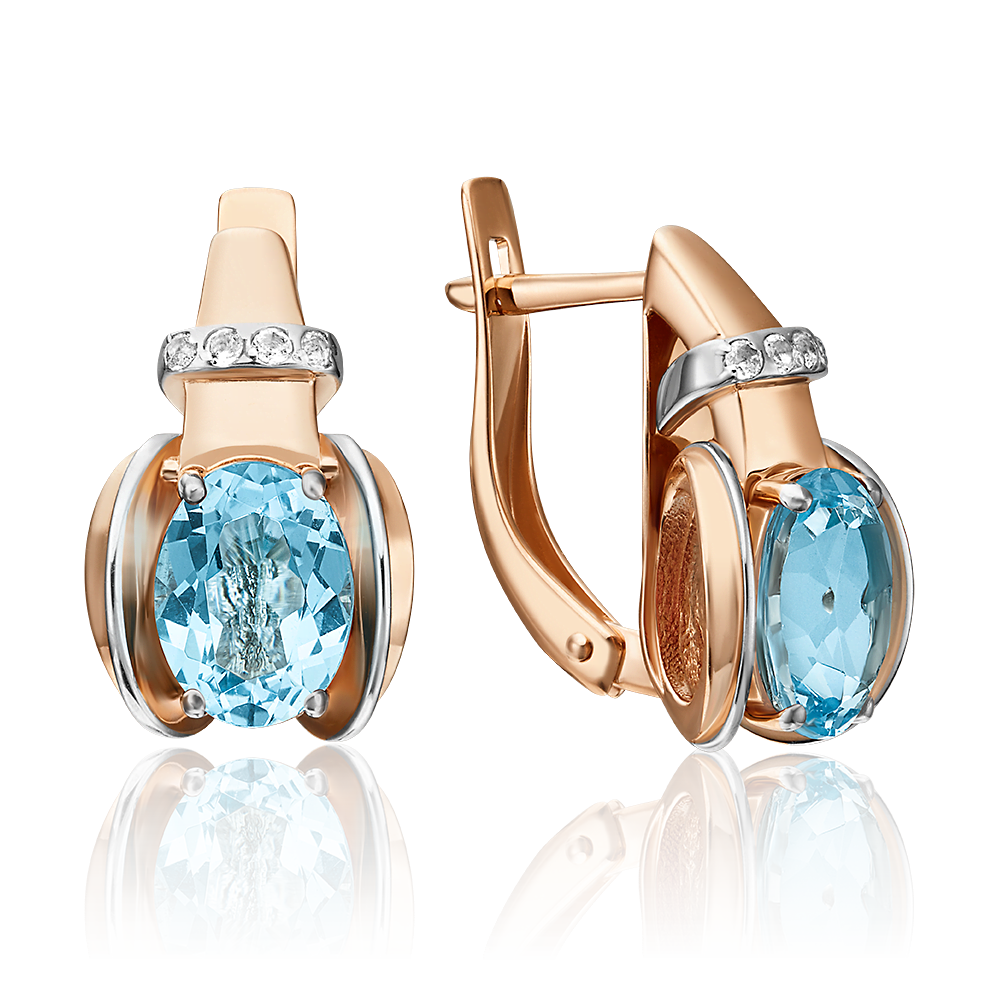 Серьги с английским замком из красного золота с топазом и натуральными топазами white 02-4430-00-201-1110-57