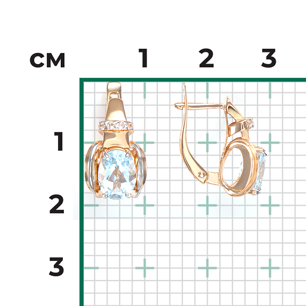 Серьги с английским замком из красного золота с топазом и натуральными топазами white 02-4430-00-201-1110-57