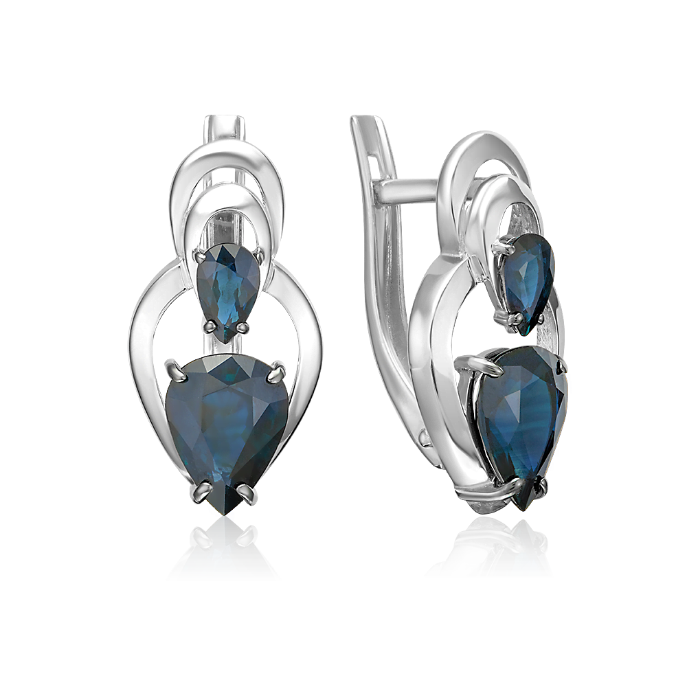 Серьги с английским замком из белого золота с сапфирами 02-5472-00-102-1120