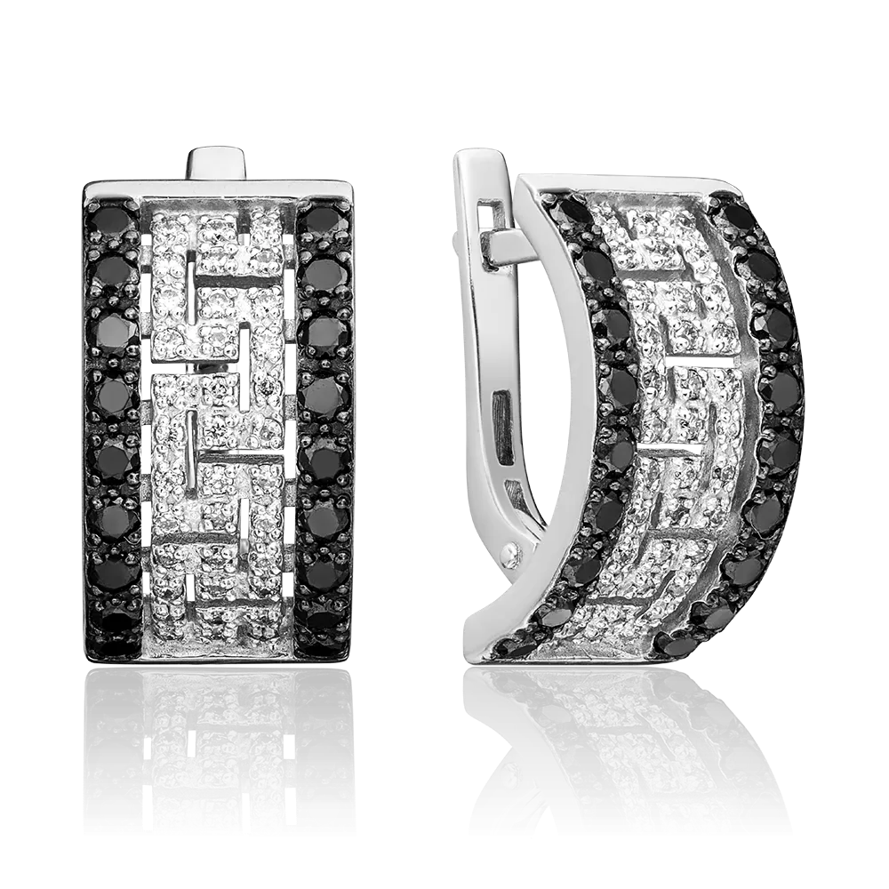 Серьги с английским замком из белого золота с бриллиантами 02-0885-00-108-1120-30