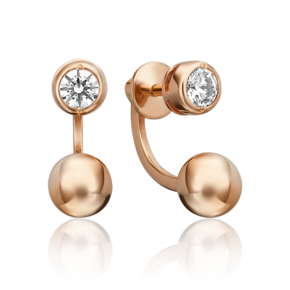 Серьги-джекеты из красного золота с фианитом 02-4480-00-401-1110