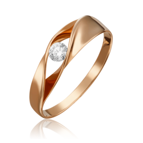 Кольцо из красного золота с бриллиантом