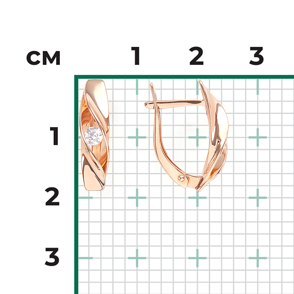 Серьги с английским замком из красного золота с бриллиантом 02-3756-00-101-1110-30