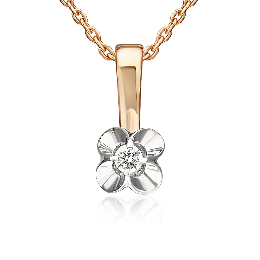 Подвеска из комбинированного золота с бриллиантом 03-3523-00-101-1111