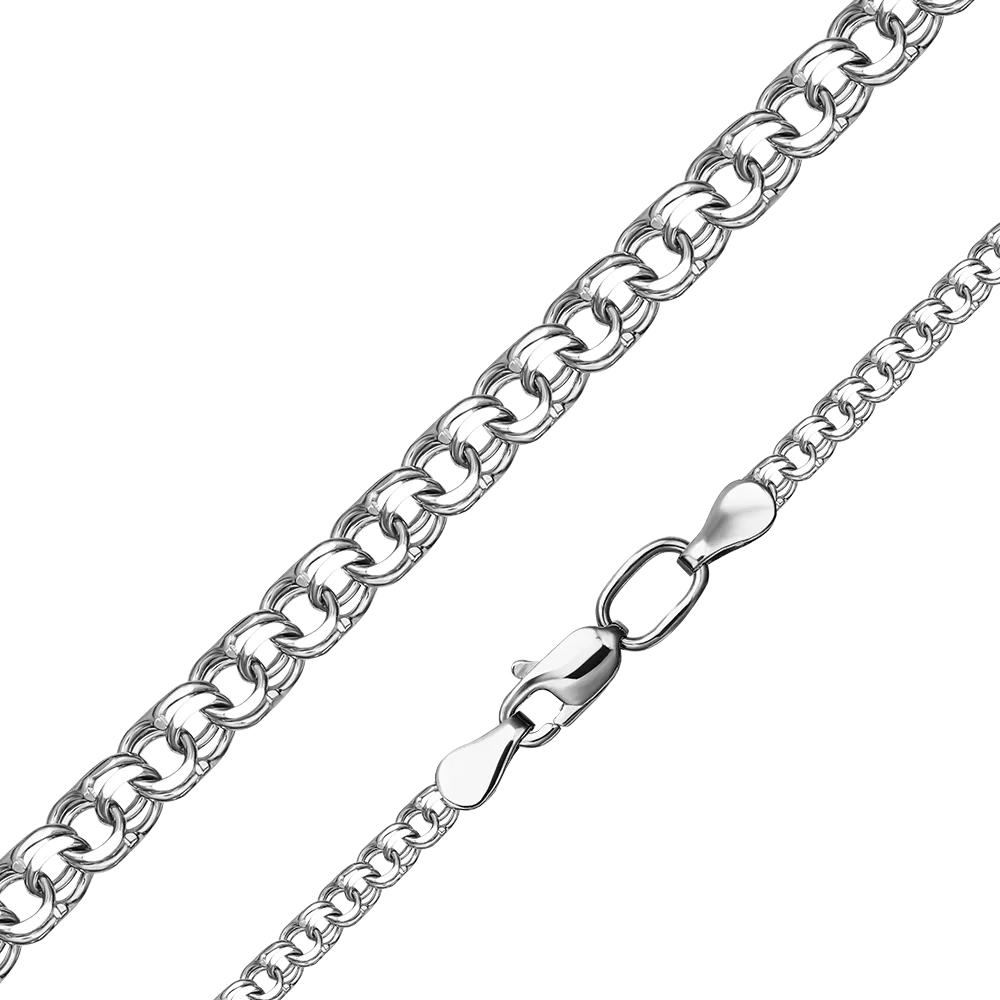 Цепь из белого золота с алмазной гранью (плетение «Бисмарк») 21-2711-050-1120-19