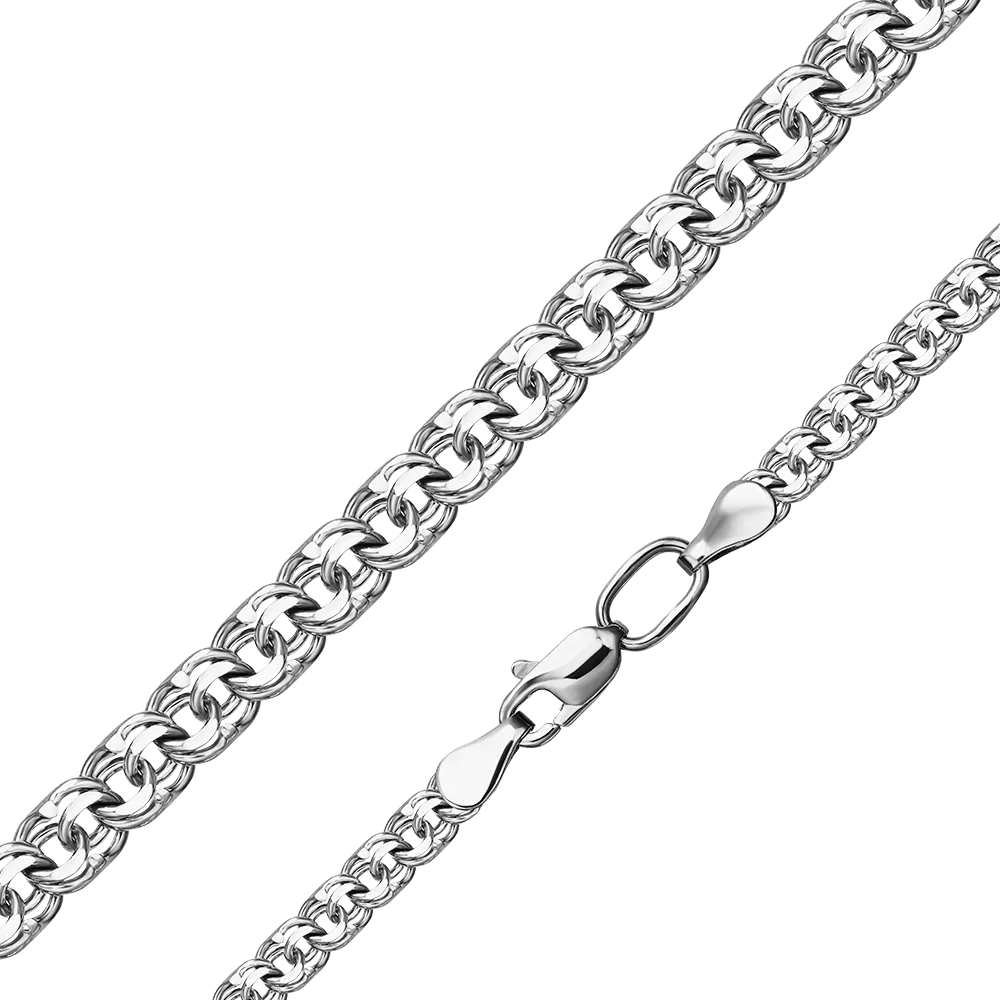 Цепь из белого золота с алмазной гранью (плетение «Бисмарк») 21-2711-060-1120-19