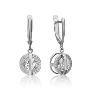 Серьги «Жизнь прекрасна» с английским замком из белого золота с фианитом 02-4528-00-401-1120