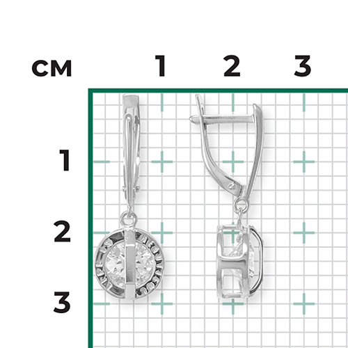 Серьги «Жизнь прекрасна» с английским замком из белого золота с фианитом 02-4528-00-401-1120