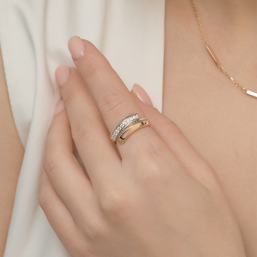 Кольцо из красного золота с фианитами 01-5667-00-401-1110