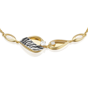 Браслет с принтом «Зебра» из комбинированного золота с фианитами и эмалью 05-0803-00-401-1121