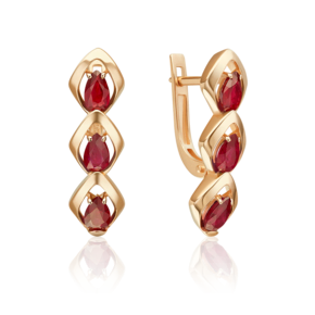 Серьги с английским замком из красного золота с рубинами 02-5479-00-104-1110