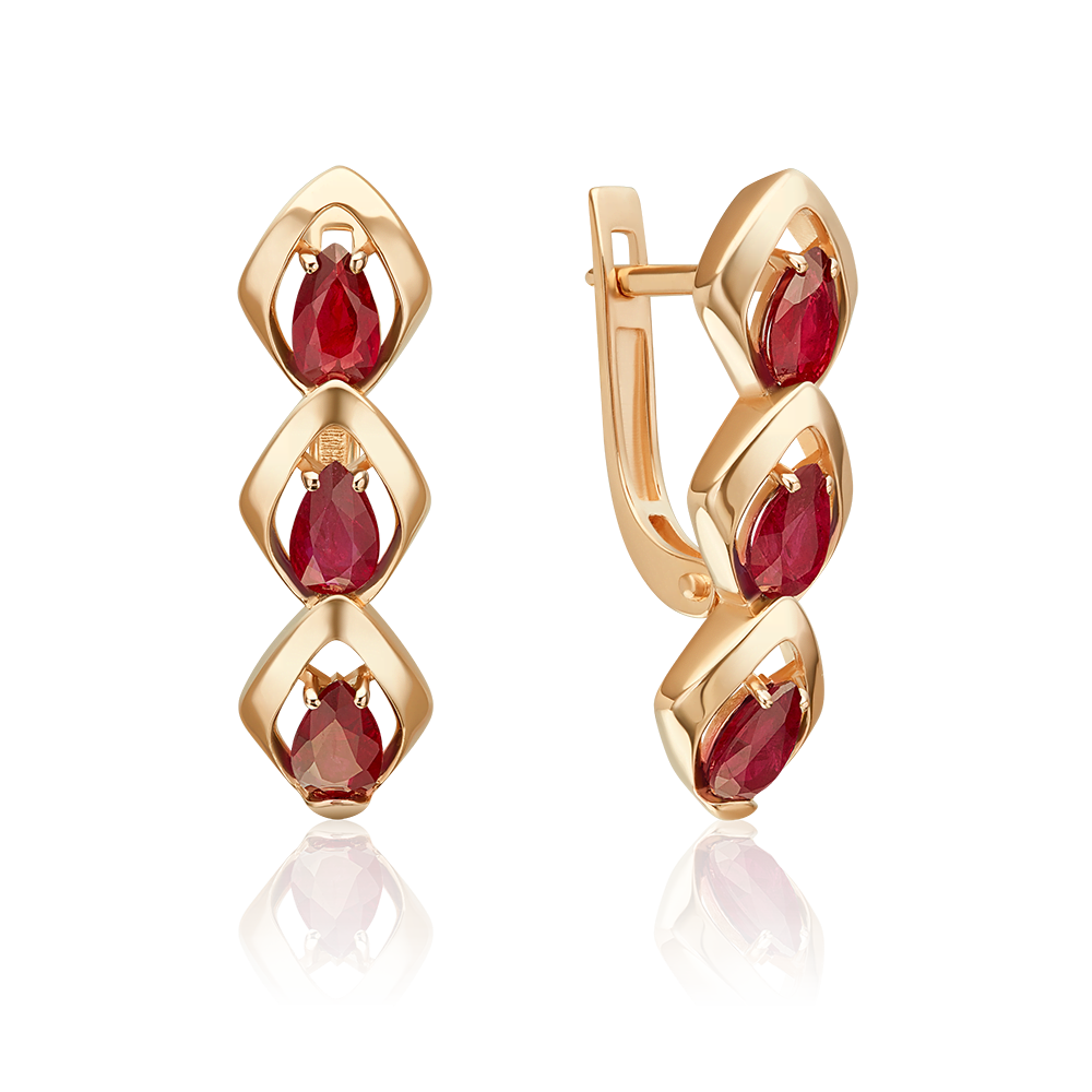 Серьги с английским замком из красного золота с рубинами 02-5479-00-104-1110