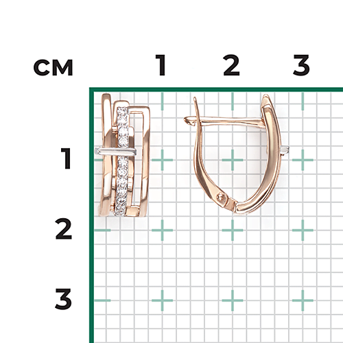 Серьги с английским замком из комбинированного золота с фианитами 02-4457-00-401-1111-23