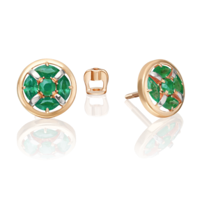 Серьги-пусеты из красного золота с изумрудами 02-5510-00-103-1110