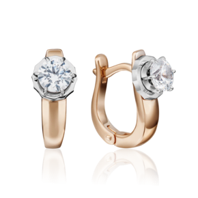 Серьги с английским замком из комбинированного золота с фианитом 02-4290-00-501-1111-38