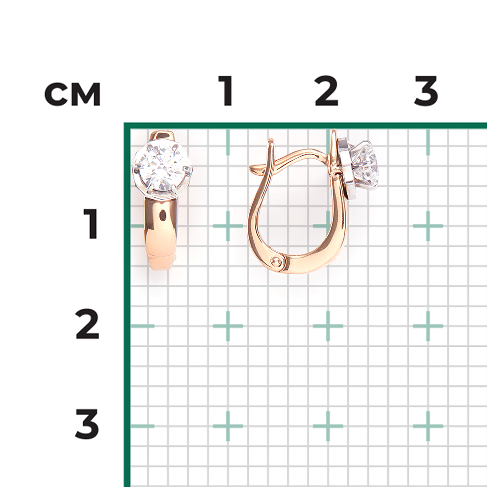 Серьги с английским замком из комбинированного золота с фианитом 02-4290-00-501-1111-38