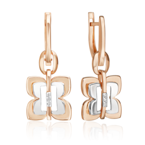 Серьги с английским замком из комбинированного золота с бриллиантами 02-5010-00-101-1111