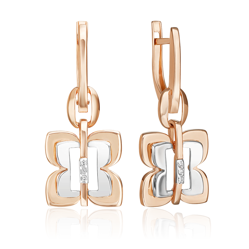 Серьги с английским замком из комбинированного золота с бриллиантами 02-5010-00-101-1111