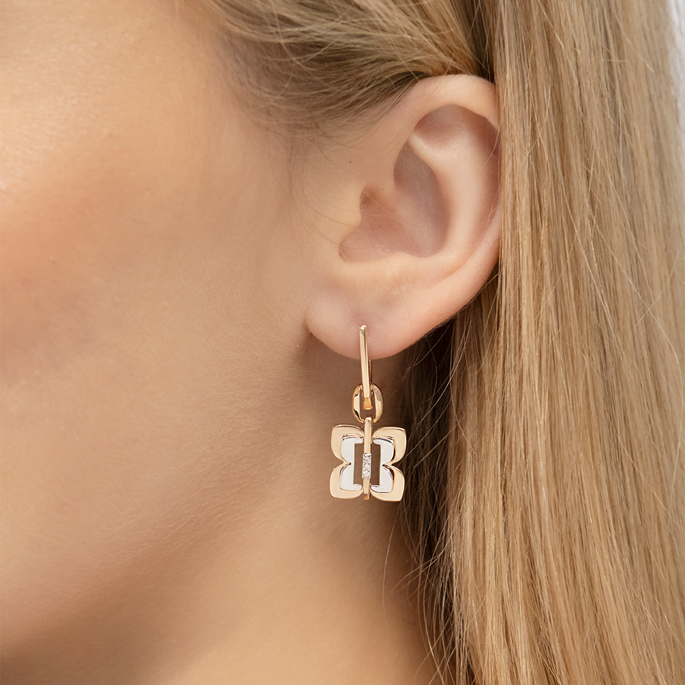 Серьги с английским замком из комбинированного золота с бриллиантами 02-5010-00-101-1111