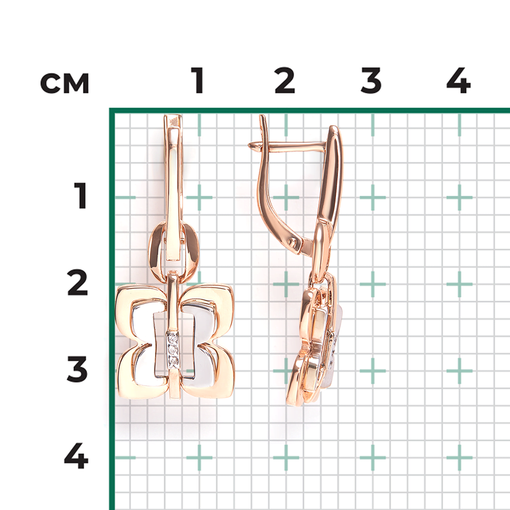 Серьги с английским замком из комбинированного золота с бриллиантами 02-5010-00-101-1111