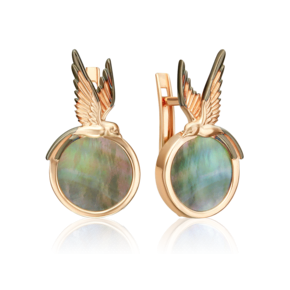 Серьги «Перед грозой» с английским замком из красного золота с перламутром 02-5463-00-746-1110