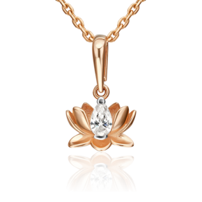 Подвеска «Лотос» из красного золота с фианитом 03-3723-00-401-1110