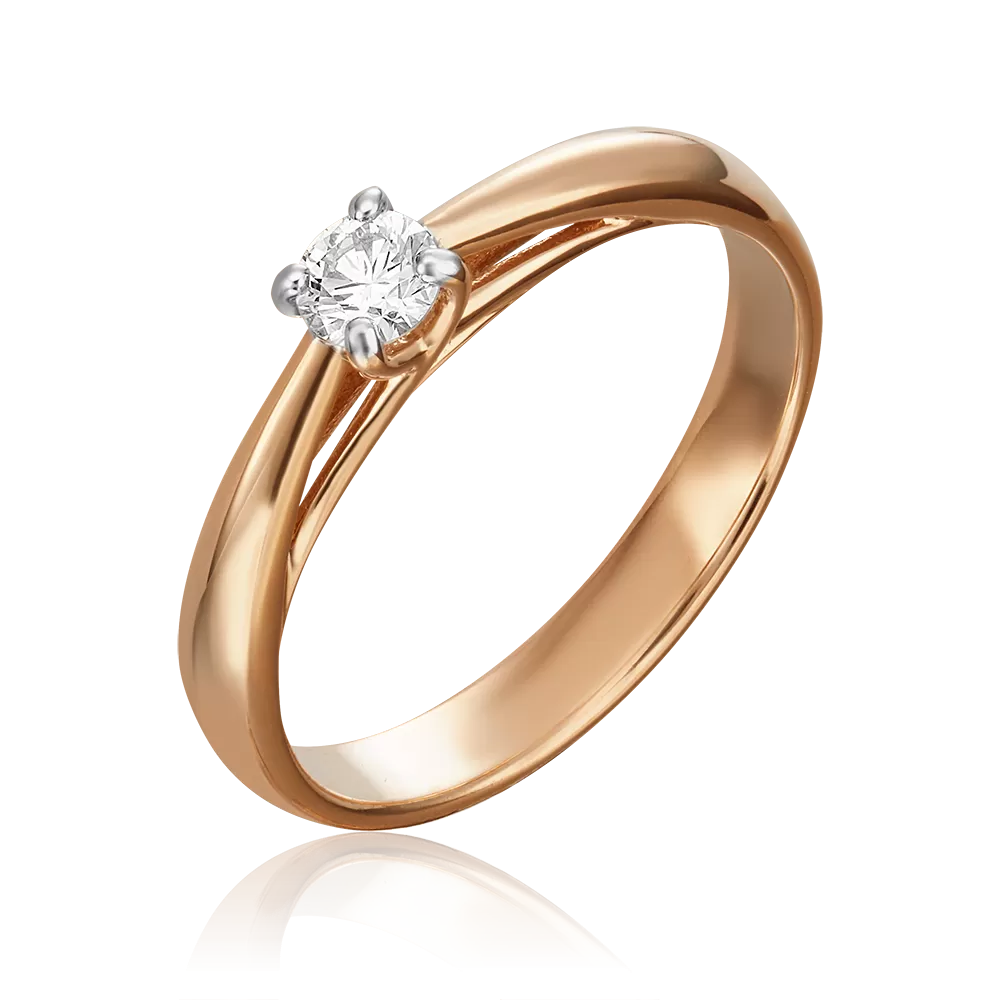 Помолвочное кольцо из красного золота с бриллиантом 01-1586-00-101-1110-30