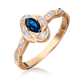 Кольцо из красного золота с сапфиром и бриллиантами 01-1587-00-105-1110-30