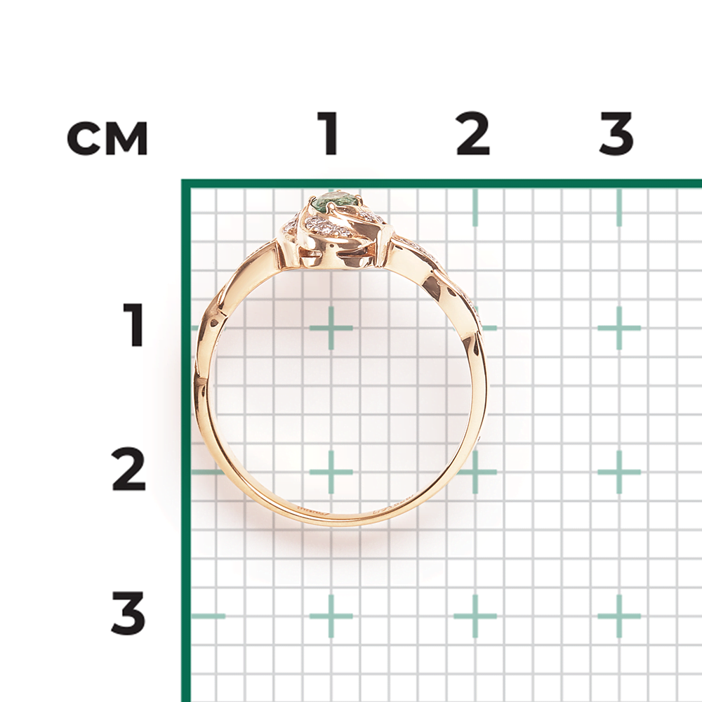 Кольцо из красного золота с изумрудом и бриллиантами 01-1587-00-106-1110-30