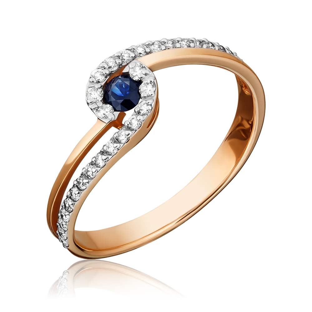 Кольцо из красного золота с сапфиром и бриллиантами 01-1588-00-105-1110-30