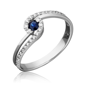 Кольцо из белого золота с сапфиром и бриллиантами 01-1588-00-105-1120-30