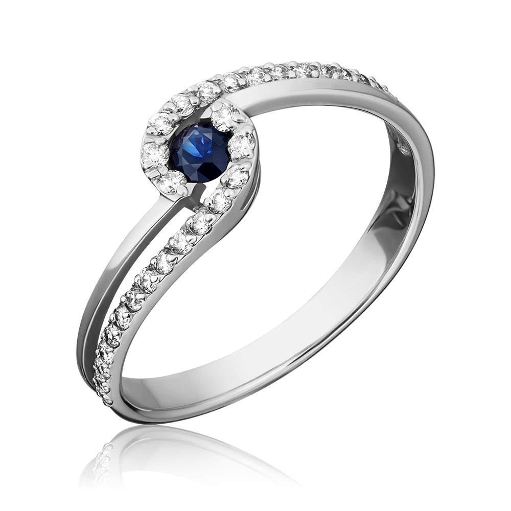 Кольцо из белого золота с сапфиром и бриллиантами 01-1588-00-105-1120-30
