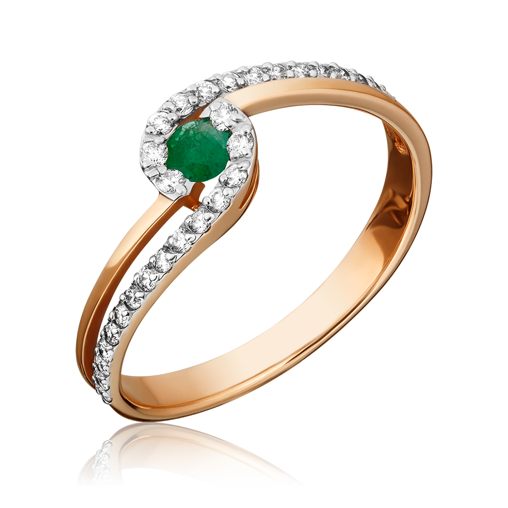 Кольцо из красного золота с изумрудом и бриллиантами 01-1588-00-106-1110-30