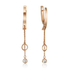 Серьги с английским замком из красного золота с фианитом 02-4363-00-401-1110-65