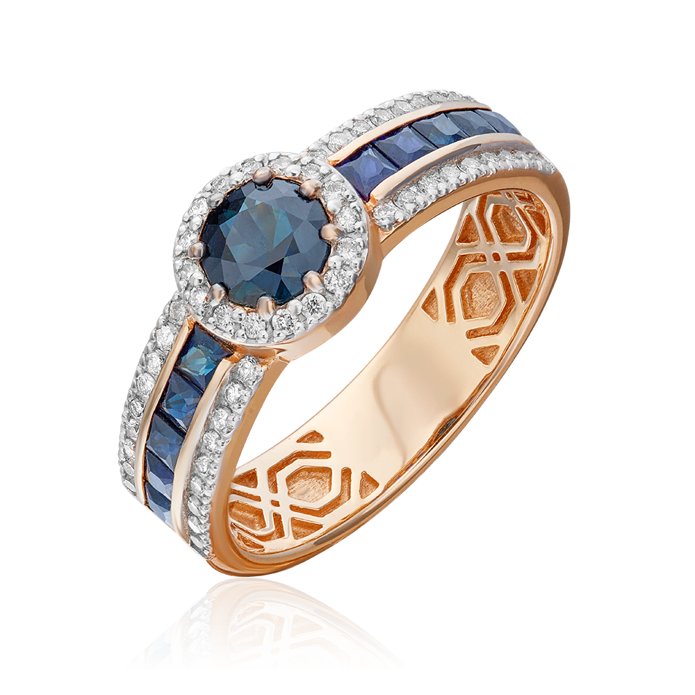 Кольцо из красного золота с сапфирами и бриллиантами 01-1329-00-105-1110-30