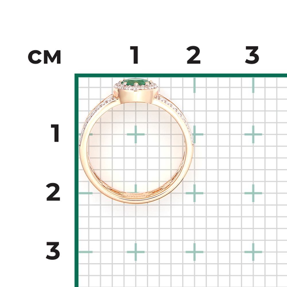 Кольцо из красного золота с изумрудом и бриллиантами 01-1329-00-106-1110-30