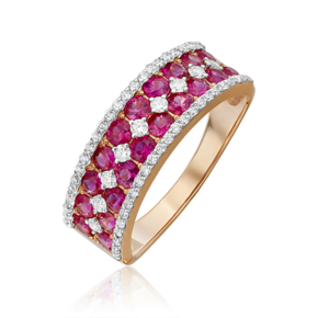 Кольцо из красного золота с рубинами и бриллиантами 01-1331-00-107-1110-30