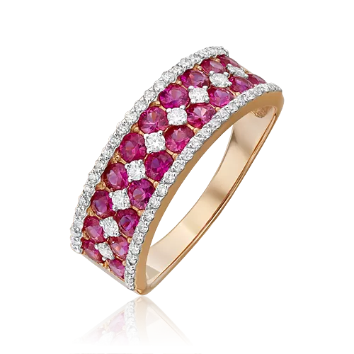 Кольцо из красного золота с рубинами и бриллиантами 01-1331-00-107-1110-30