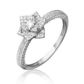 Кольцо «Цветок» из белого золота с бриллиантами 01-1334-00-101-1120-30